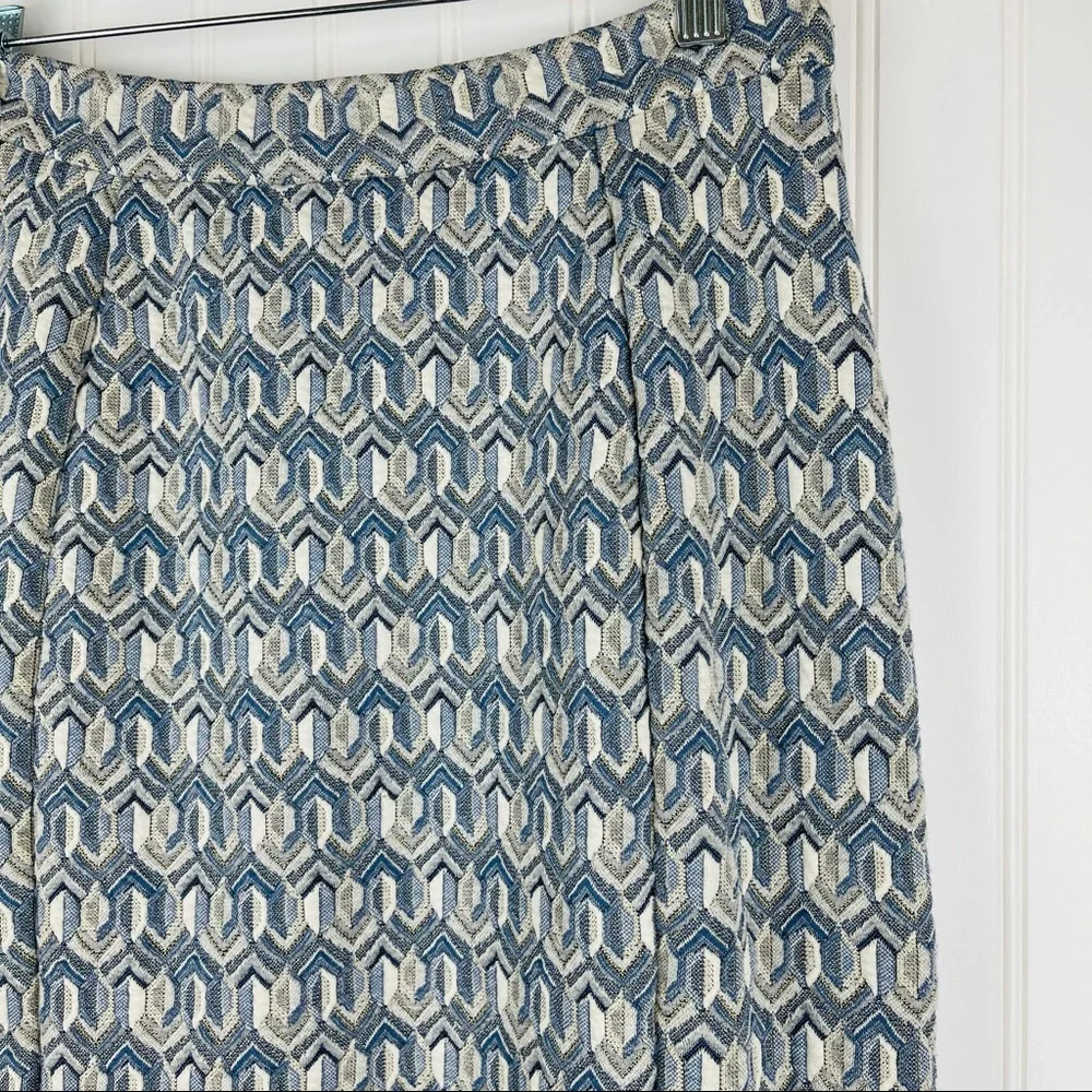 Anthro Maeve Blue Gold Diamond Pencil Skirt Small